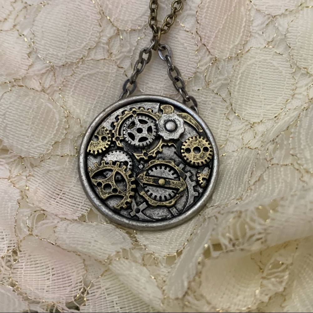 Steampunk Two-tone Gears Necklace